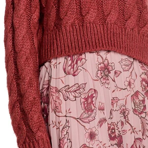 Steve Madden Ceronne Cable Knit Crewneck Sweater - NWT Small Rust - Picture 5 of 6